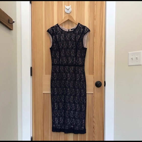 French Connection women Navy  Fast Angela lace dress size 8 - Picture 3 of 6